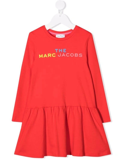 The Marc Jacobs Teen Logo水钻伞形下摆连衣裙 In Red