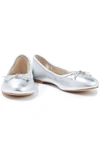 Sam Edelman Felicia Bow-embellished Metallic Leather Ballet Flats In Silver