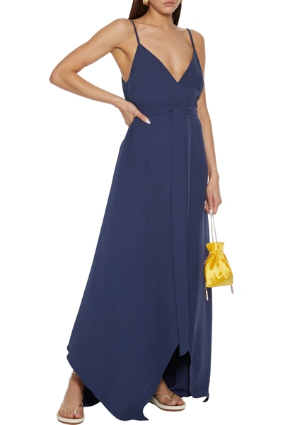 Valentino Asymmetric Belted Silk-crepe Gown In Pure Blue