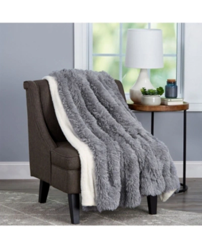 Baldwin Home Oversized Soft Fluffy Vintage-look Throw Blanket In Gray