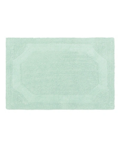 Laura Ashley Reversible Cotton Bath Mat, 21" X 34" In Aqua