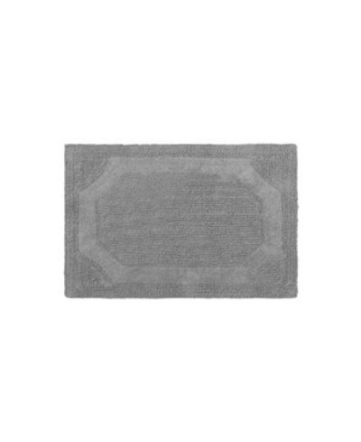 Laura Ashley Reversible Cotton Bath Mat, 17" X 24" In Charcoal