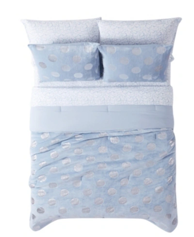 Material Girl Metallic Dot Full 7 Piece Comforter Set Bedding In Blue