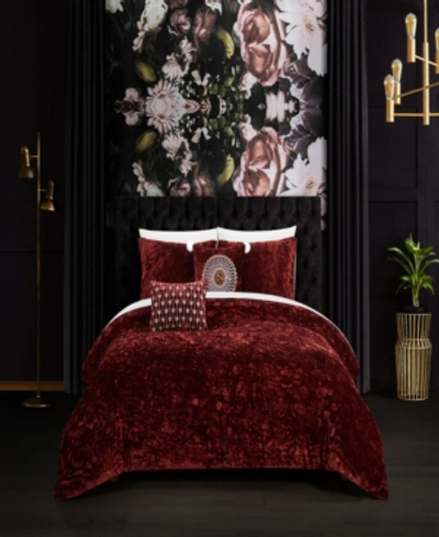 Chic Home Alianna 5 Piece Comforter Set, Queen In Red