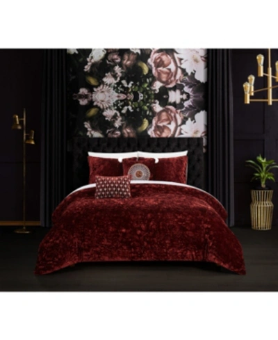 Chic Home Alianna Bed In A Bag 9 Piece Comforter Set, Queen In Dark Red
