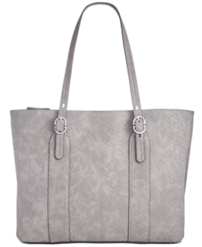 Alfani Work Tote, Created For Macy's In Grey Snake/silver