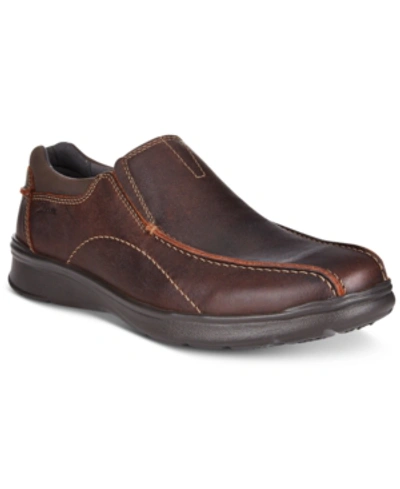 Clarks Men's Cotrell Step Bike Toe Slip On Men's Shoes In Brown Oily Leather