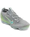 Nike Grey & Green Air Vapormax 2021 Flyknit Sneakers In Particle Gray