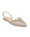 Jewel Badgley Mischka Camden Pointed Toe Slingback Flat In Rose Gold Glitter