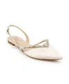 Jewel Badgley Mischka Camden Pointed Toe Slingback Flat In Champagne Satin