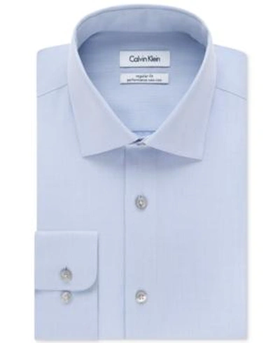 Calvin Klein Steel Men's Big & Tall Classic-fit Non-iron Herringbone Dress Shirt In Blue