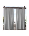 EXCLUSIVE HOME INDOOR/OUTDOOR SOLID CABANA TAB TOP CURTAIN PANEL PAIR, 54" X 84"