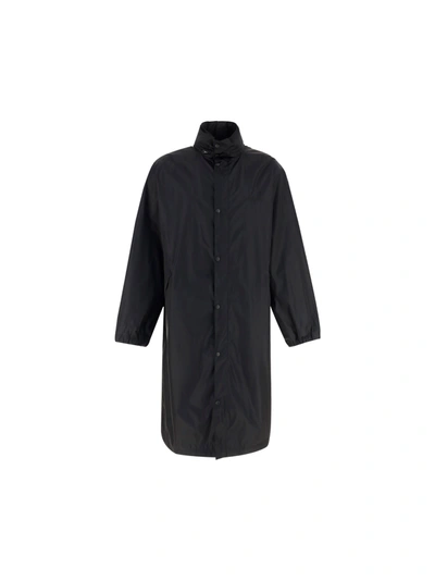 Balenciaga Black Nylon 'free' Long Raincoat In 1000 Black