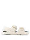 MARNI WOMAN WHITE SHEARLING FLAT SANDAL,FBMS008301-LM071 Z1I94