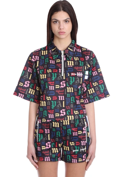 Palm Angels Polo In Multicolor Polyester In Black