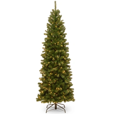 National Tree Company National Tree 6.5' North Valley Spruce Pencil Slim Tree With Clear Lights In Green