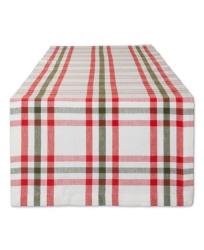 Design Imports Kitchen And Table Top Jolly Tree Collection Table Runner, Nutcracker Plaid, 14" X 108" In Multicolor