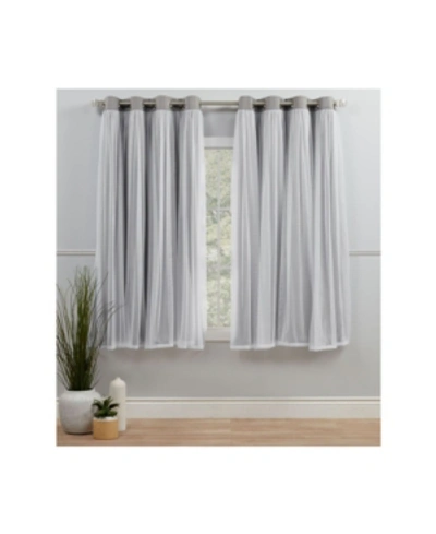 Exclusive Home Curtains Catarina Layered Solid Blackout And Sheer Grommet Top Curtain Panel Pair, 52" X 63" In Gray