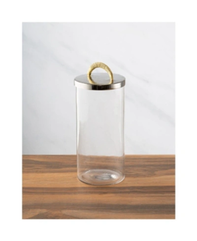 Classic Touch Medium Glass Canister With Stainless Steel Lid And Handle