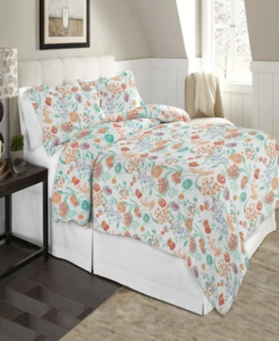 Celeste Home Luxury Weight Printed Cotton Flannel Duvet Cover Set, King/california King In Peach Blss