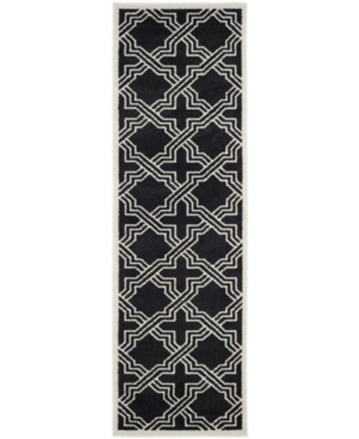 Safavieh Amherst Amt413 Anthracite And Ivory 2'3" X 7' Runner Area Rug In Black