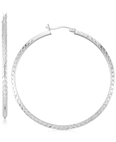 Macy's Twisted Hoop Earrings In 14k Gold Over Silver Or 14k White Gold Over Silver