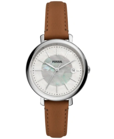 Fossil Women's Jaqueline Brown Leather Strap Watch, 36mm