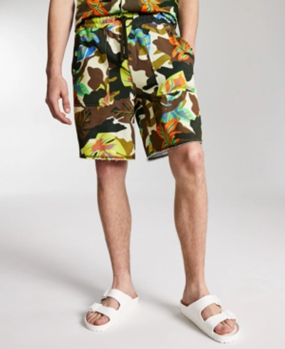 Sun + Stone Men's Floral Camo-print 8" Fleece Shorts, Created For Macy's In Leafy Camo