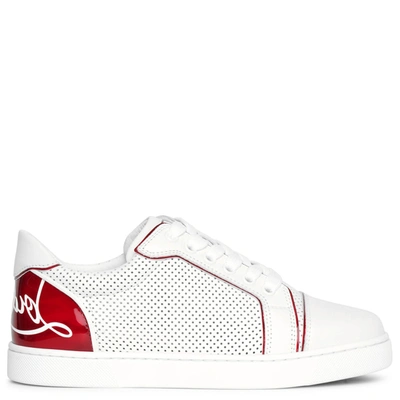 Christian Louboutin Fun Vieira Printed Pvc-trimmed Perforated Leather Sneakers In Bianco Loubi