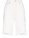 Agolde '90s Pinch Waist High Waist Longline Denim Shorts In Weiss