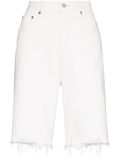 Agolde '90s Pinch Waist High Waist Longline Denim Shorts In White