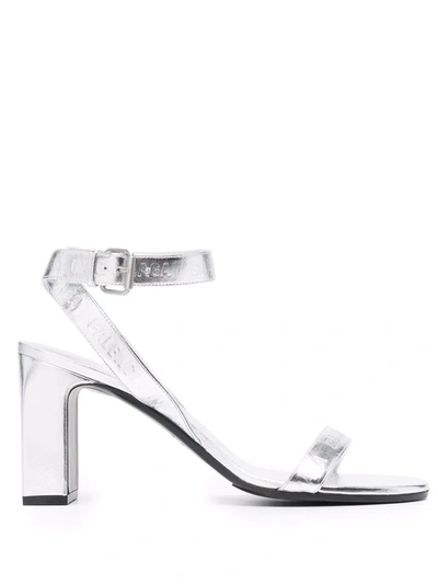 Balenciaga Metallic-finish Sandals In Silber