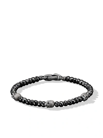 David Yurman Spiritual Beads Skull Station Bracelet In Silver