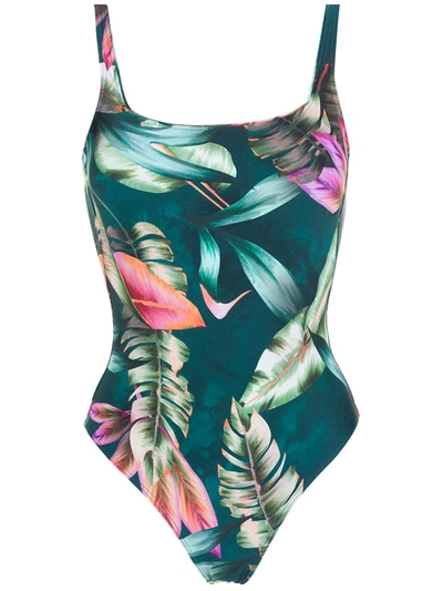 Lygia & Nanny Leaf-print Square-neck Swimsuit In Grün