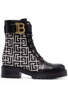 Balmain Black Jacquard Monogram Ranger Romy Boots In Schwarz