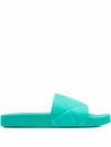 Bottega Veneta Slider Quilted Rubber Pool Slides In Blue