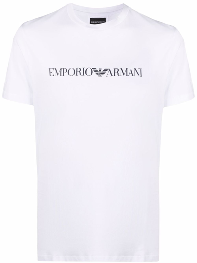 Emporio Armani Logo-print Cotton T-shirt In Yellow Cream