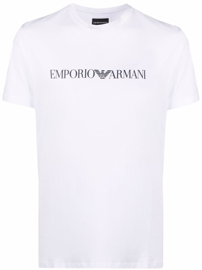 Emporio Armani Logo Printed Crewneck T-shirt In White