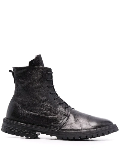 Moma Lace-up Leather Boots In Schwarz