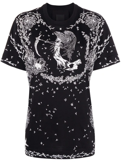 Givenchy Womens Black Tattoo-print Cotton-jersey T-shirt M