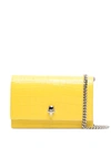 Alexander Mcqueen Mini Skull Croc Embossed Leather Shoulder Bag In Yellow