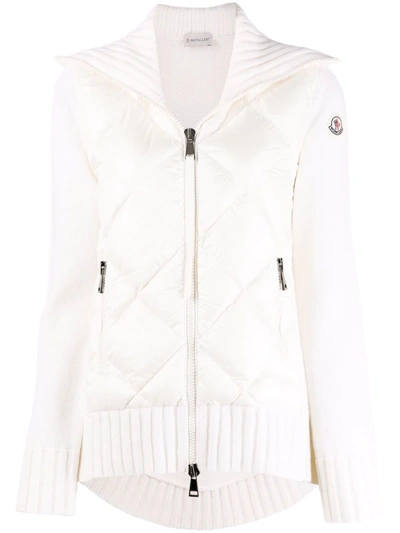 Moncler Wool Padded Cardigan Jacket Natural White