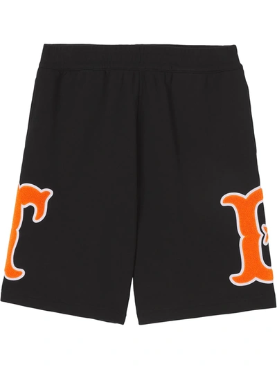 Burberry Letter Graphic Cotton-jersey Shorts In Black