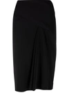 Versace Chic Midi Skirt With Side Zip Closure In Blue