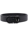 Ferragamo Black Gancini Embossed Reversible Leather Belt In Schwarz