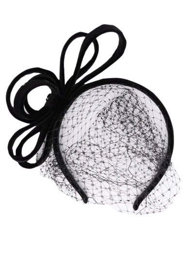 Redv Red (v) Headband In Velvet With Veil In Schwarz