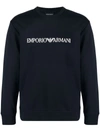 Emporio Armani Logo-print Crew-neck Sweatshirt In Blue