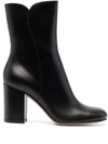 GIANVITO ROSSI BLOCK-HEEL LEATHER ANKLE BOOTS