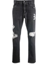 DOLCE & GABBANA DISTRESSED LOW-RISE STRAIGHT LEG JEANS