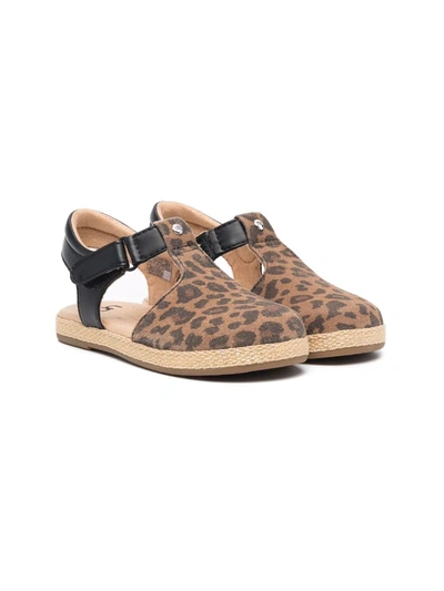 Ugg Kids' Emmery Leopard Sandals In Brown